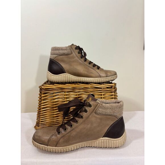 Women's Remonte Ankle Boots Size 39 Brown Beige Lace Up - Picture 5 of 9